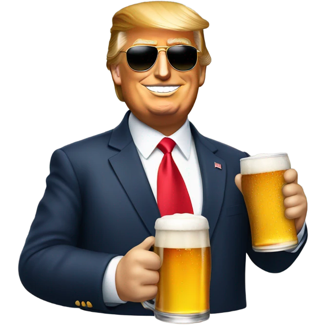 donald trump wearing a sunglasses and holding beer emoji
