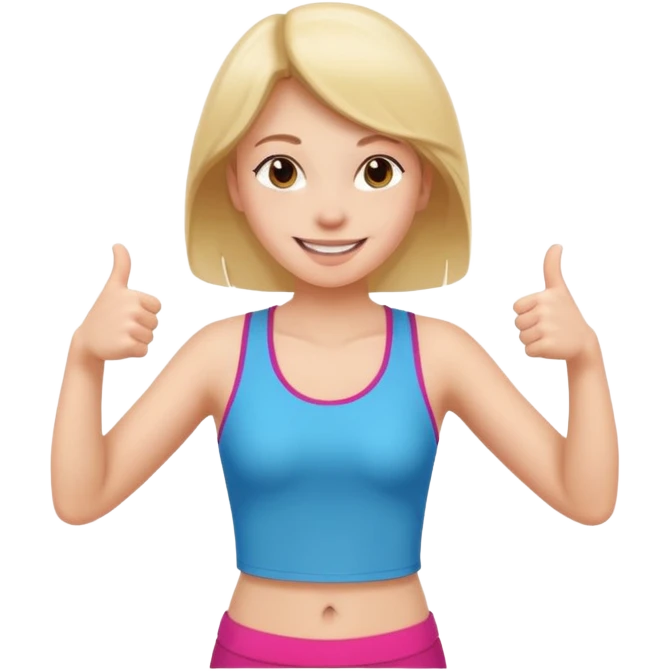 готова бігти, руки в боки, дівчинка, показує палець вгору emoji