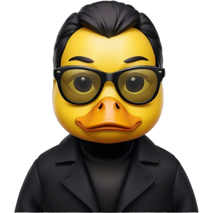 Neo from matrix but it's a duck emoji