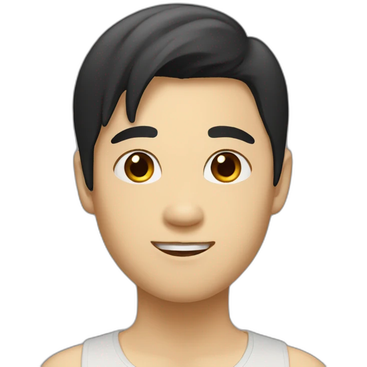 Asian man with black hair and blonde girl emoji