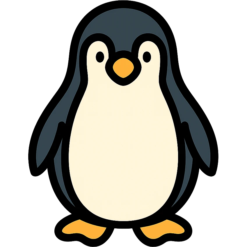 colored penguin icon with black outlines, simple and modern emoji