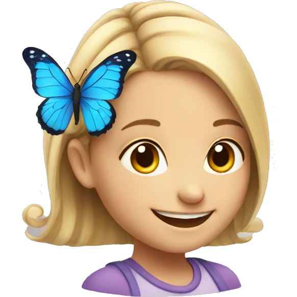 smiling girl with butterfly emoji