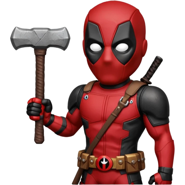 Deadpool holding thors hammer emoji