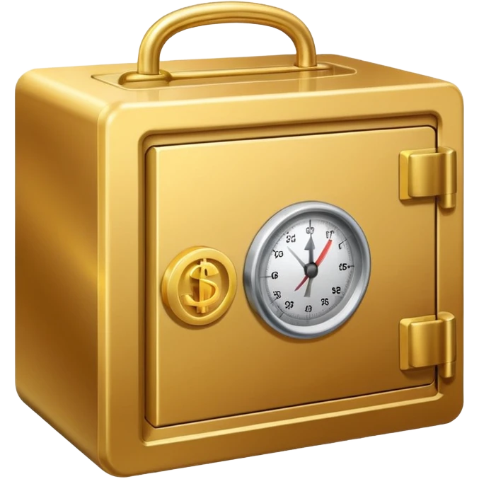 Create a single Apple-style emoji representing assets held in a securities depository: a compact safe or vault icon combined with rising financial symbols (stock chart line, bonds, or certificates), emoji