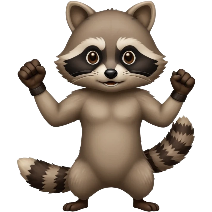 Raccoon with fist up about to fight  emoji