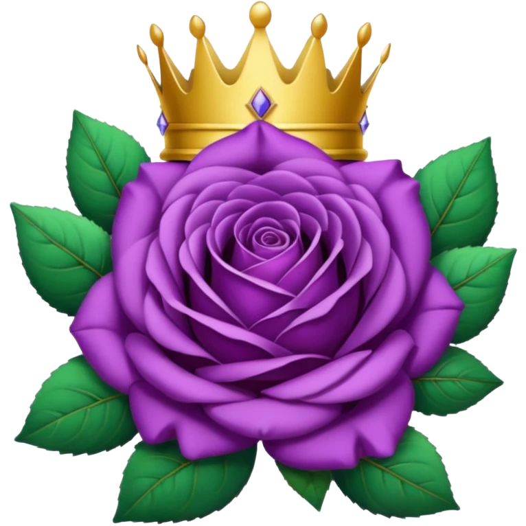 Purple rose with crown and a leaf wreath emoji