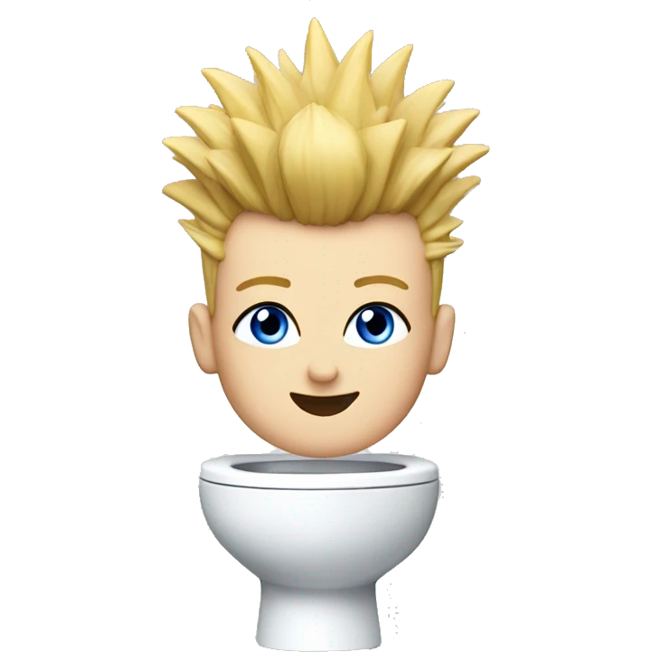 Skibidi toilet with Blue eyes and Blond Mohawk with Liberty spikes emoji