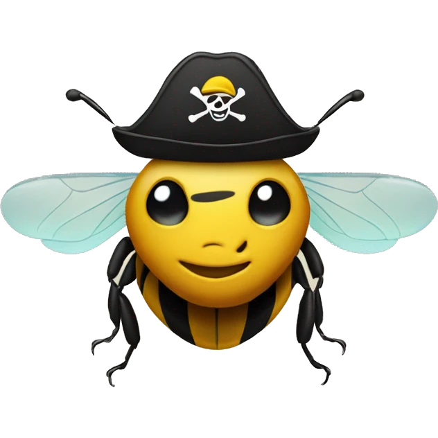 bee wearing a pirate's hat emoji