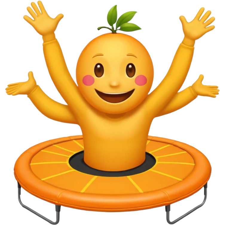 an emoji jumping on a orange trampoline emoji