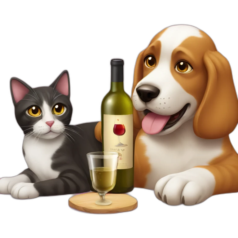 cat-drink-wine-with-dog emoji