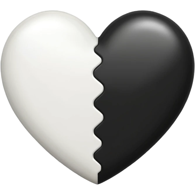 half black half white heart emoji emoji