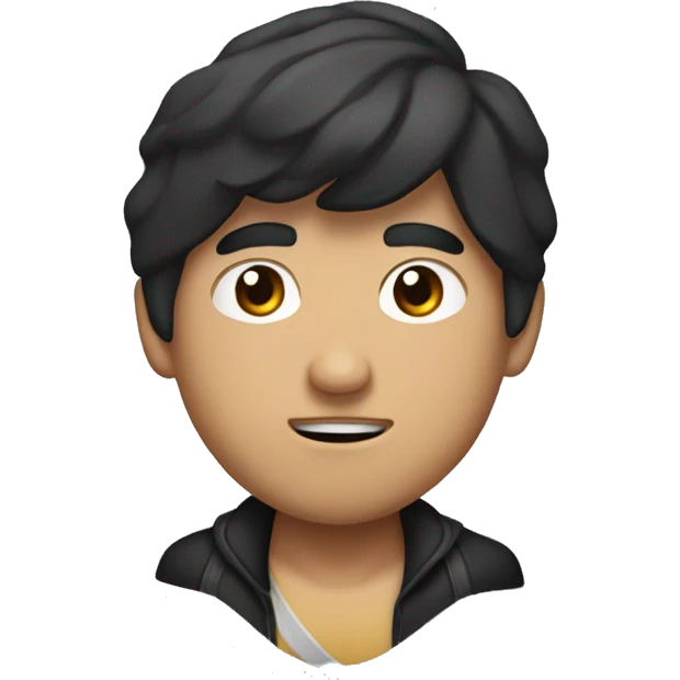 Chico coreano, boxeador con músculos el pelo negro y guapo emoji