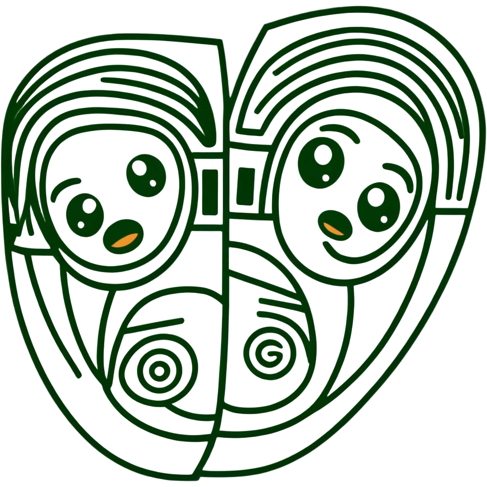 Maya hieroglyphic facial expressions: happy, sad, surprised. Only dark green lines on white background, strict minimalist geometric style emoji