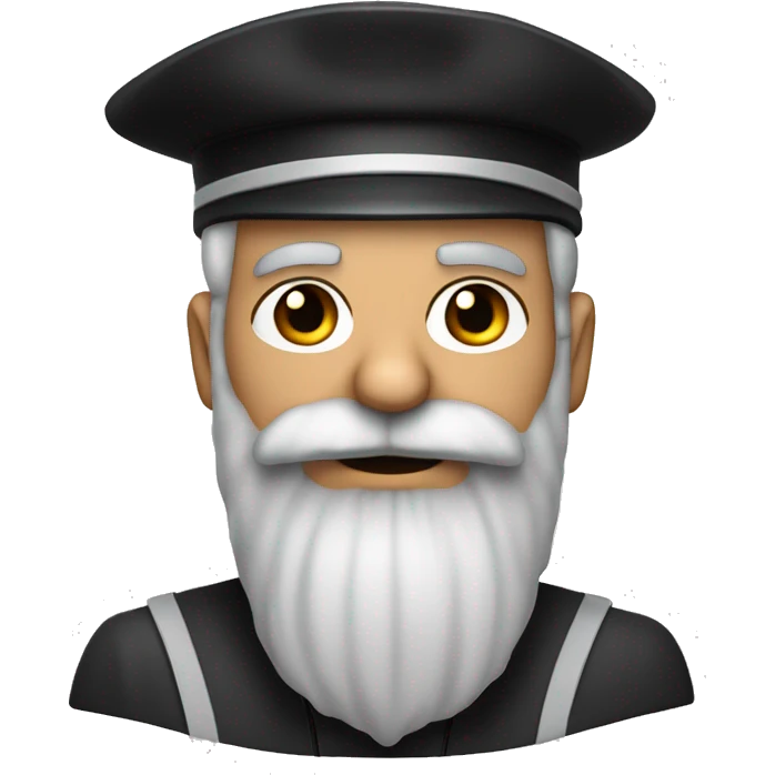a judge with salt and grey hair and salt and pepper colored beard  who is wearing a captain hat emoji
