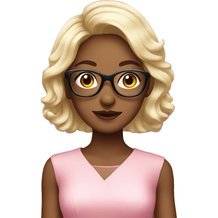 elegant girl in pink dress wearing glasses emoji