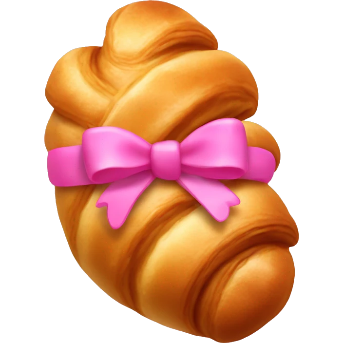 Croissant with a pink bow around it emoji