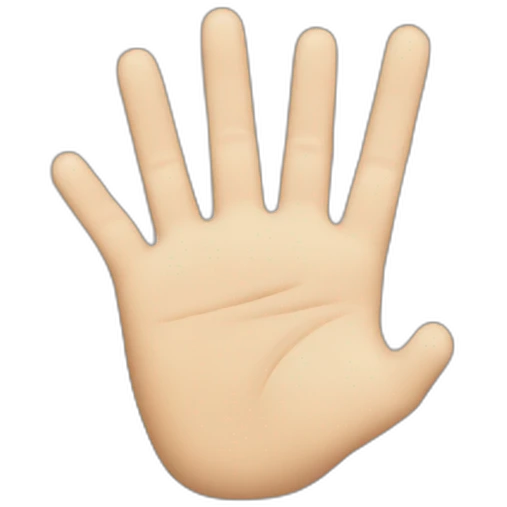 The thumb is extended upwards. The index and middle fingers are stretched and glued together. The ring and little fingers are folded towards the palm. emoji