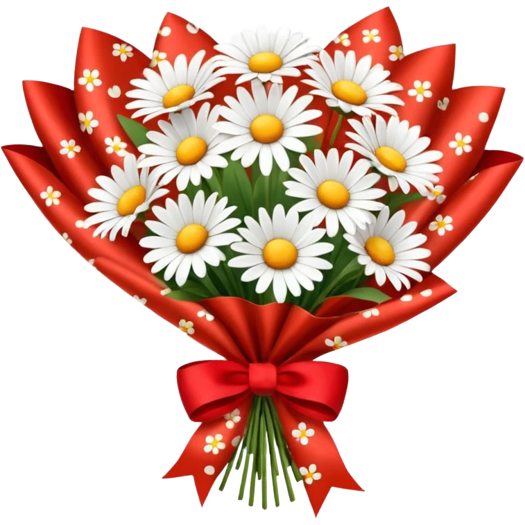 bouquet of daisy with bow and wrapping paper emoji