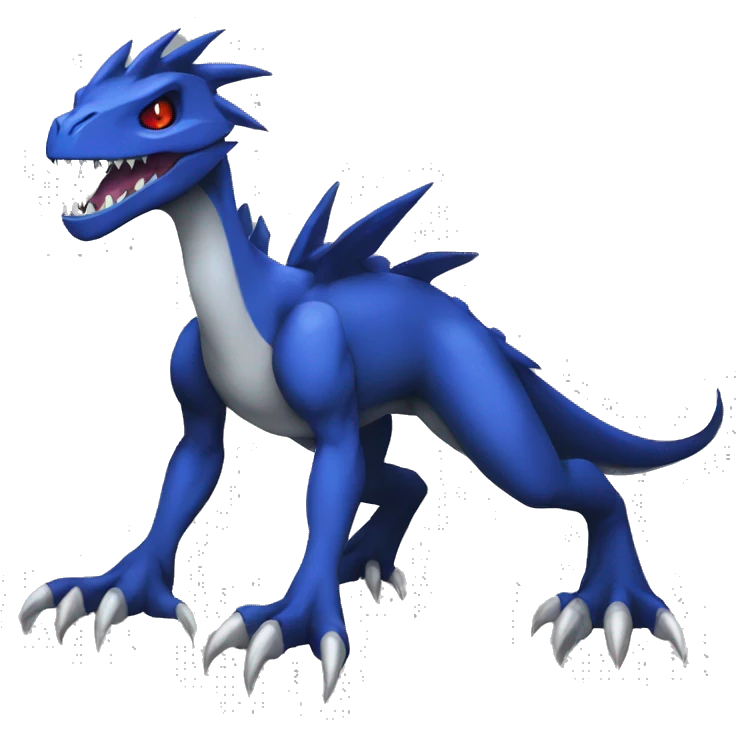  Cool Edgy Black Blue Digimon-Fakemon-Guilmon-Velociraptor-Dragon full body emoji