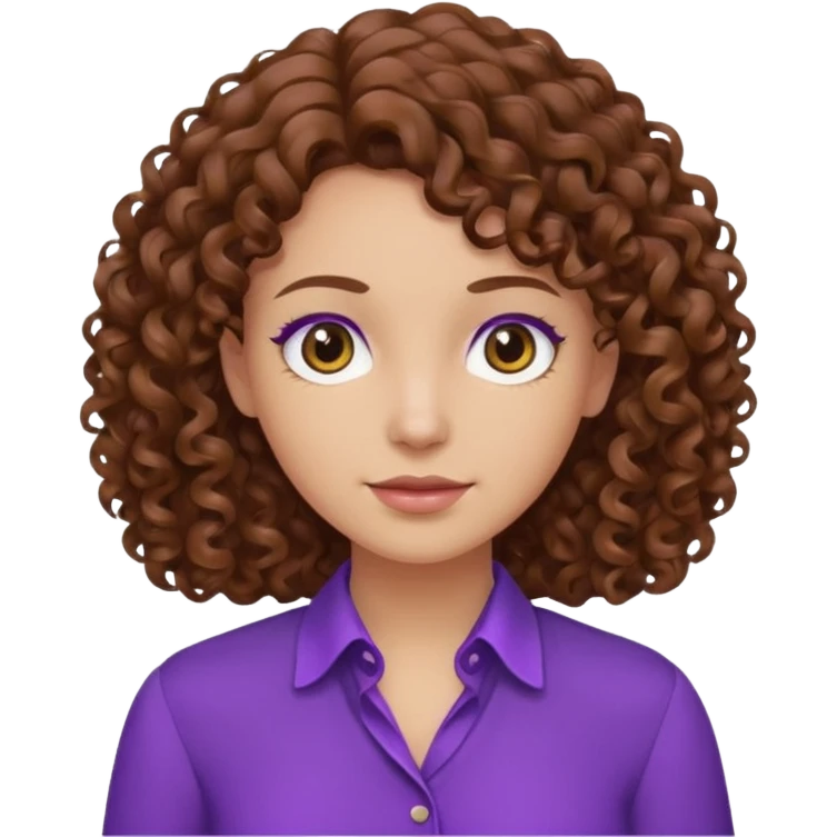 brown curly hair purple blouse emoji