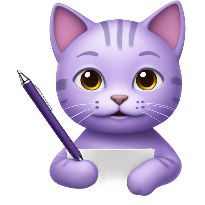 lavender cat emoji writing emoji
