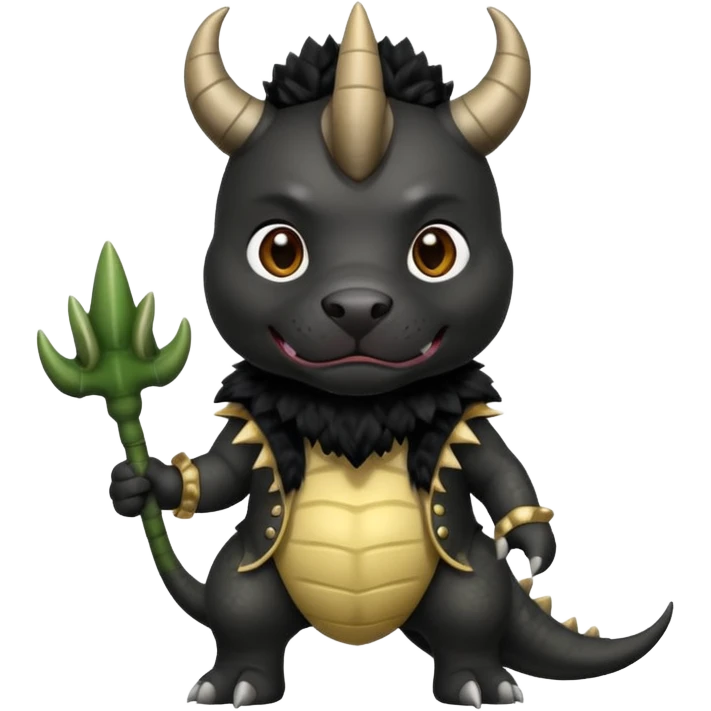 Black pitbull dressed as a triceratops black emoji