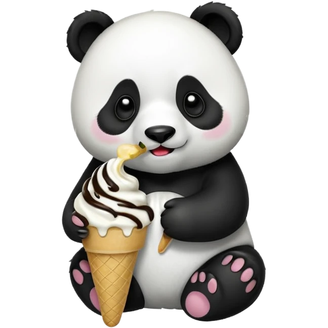 Panda eating ice cream emoji