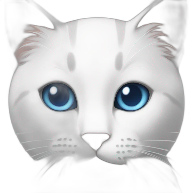 white cat with gray lines and blue eyes emoji