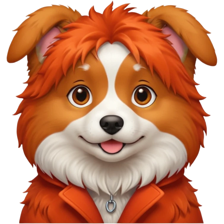 Dog with Red Fur – fluffy orange-red coat, playful expression.











































 emoji