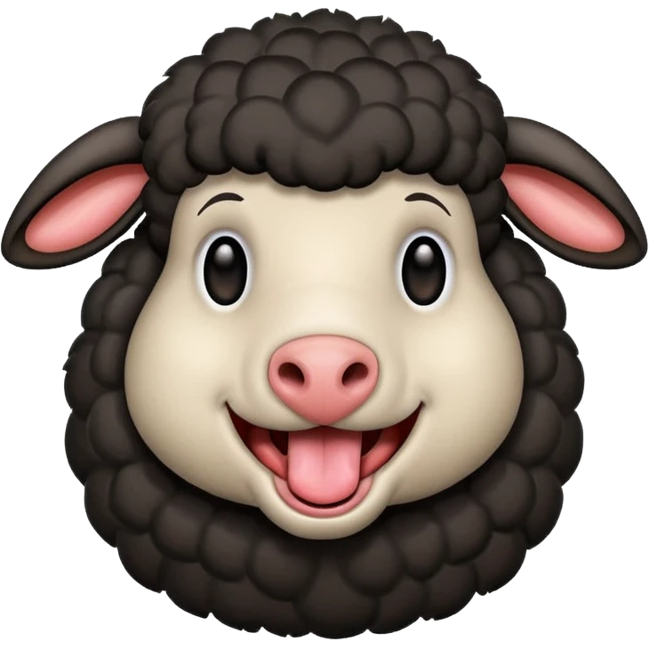 Oveja negra sacando la lengua en actitud de risas emoji
