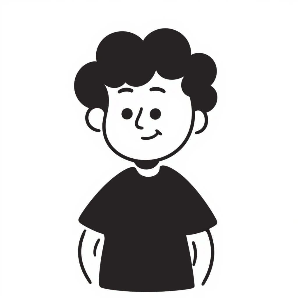 boy with brown hair and a middle part, hand-drawn doodle style emoji