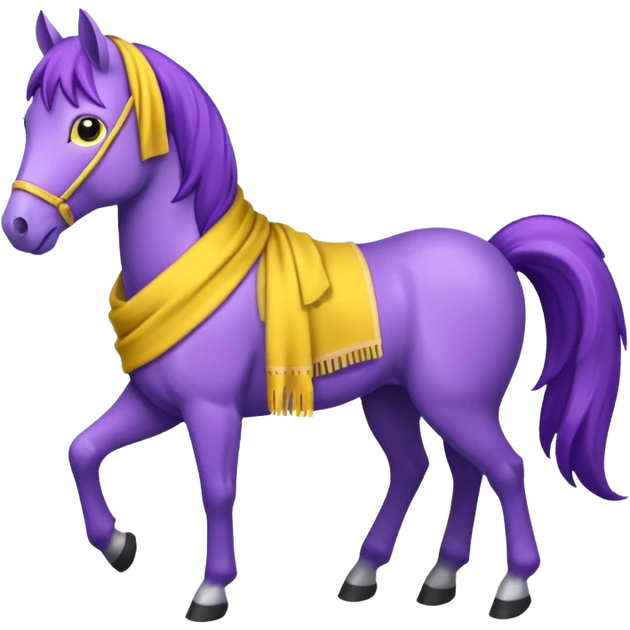 Purple horse wearing yellow scarf
 emoji