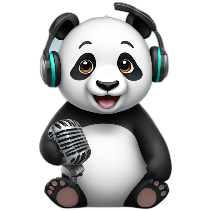 Panda with headphones singing in a microphone  emoji