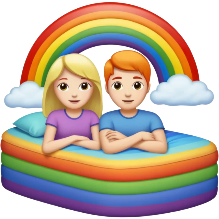  Two people in a rainbow bed emoji