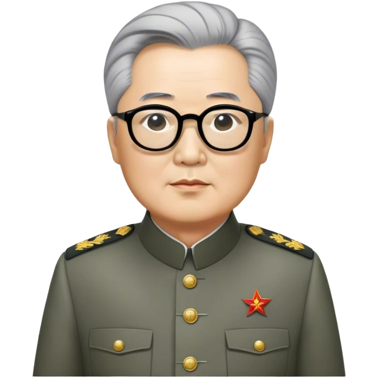 Grey haired general Kim il sung wearing mao suit and large glasses emoji