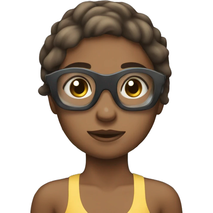 A Girl wer swiming with a schark emoji