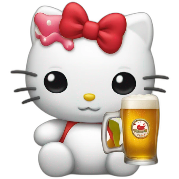 Hello kitty drinking beer emoji