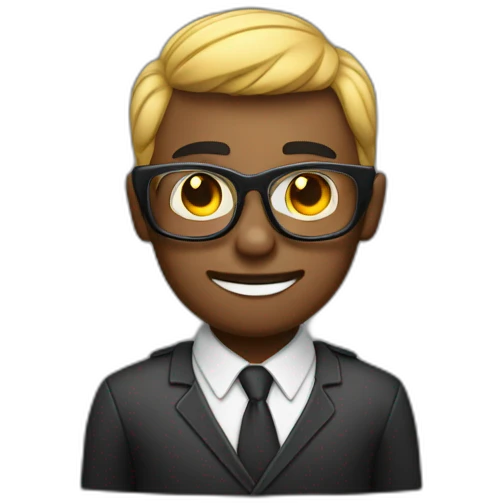 Dark featured realistic muscular nerd on computer coding  emoji