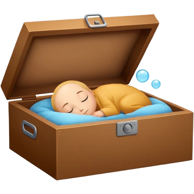 emoji of sleeping box, box is brown colored, open and empty, with a tiny Zzz bubble emoji