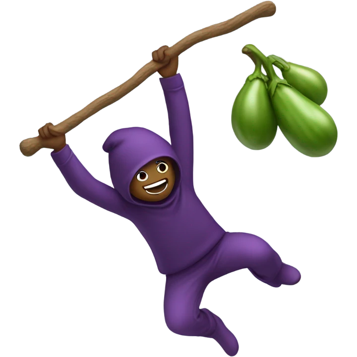 Person swinging on eggplant emoji
