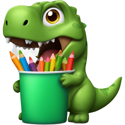 Dinosaur eating crayons emoji