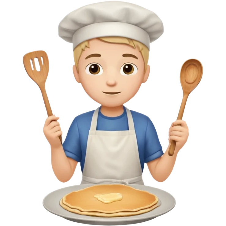 A boy making pancake emoji