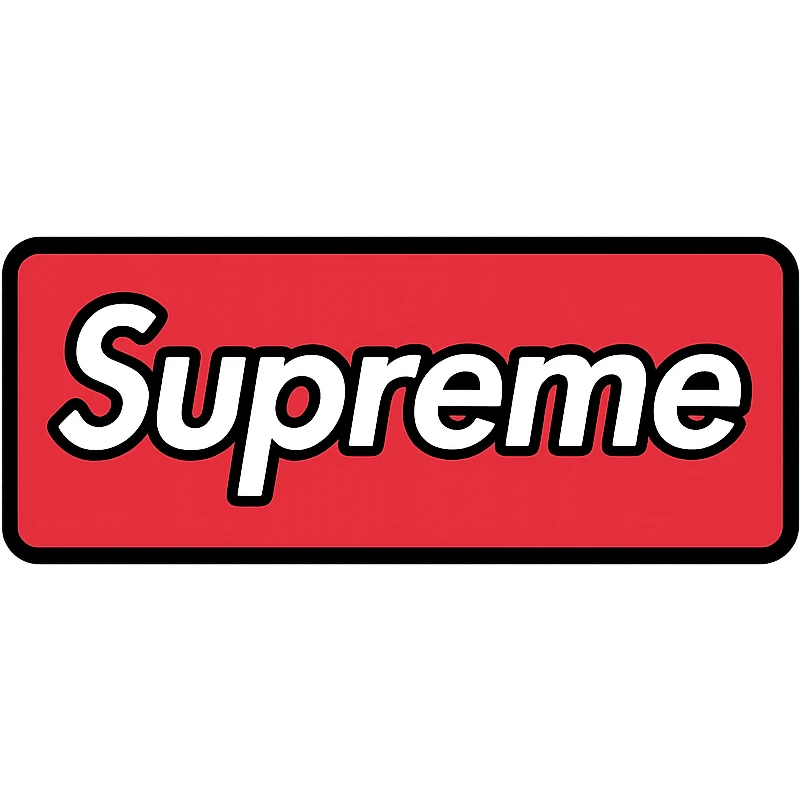 Supreme logo with white italic text in a red box, clean and modern look emoji