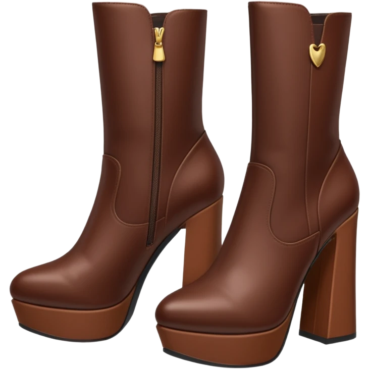 chocolate brown y2k heeled boots emoji