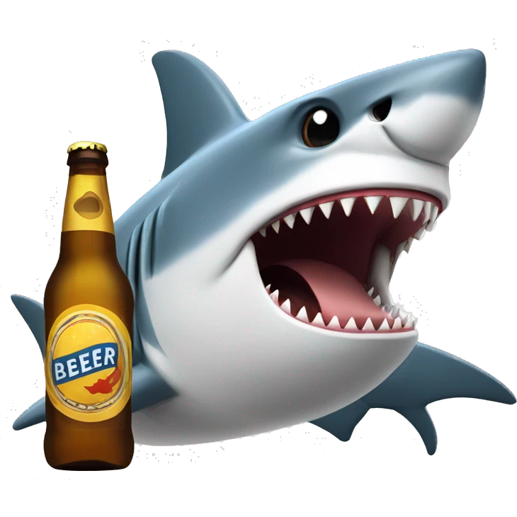 shark drinking a beer bottle emoji