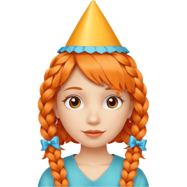 party hatted orange braided haired girl emoji