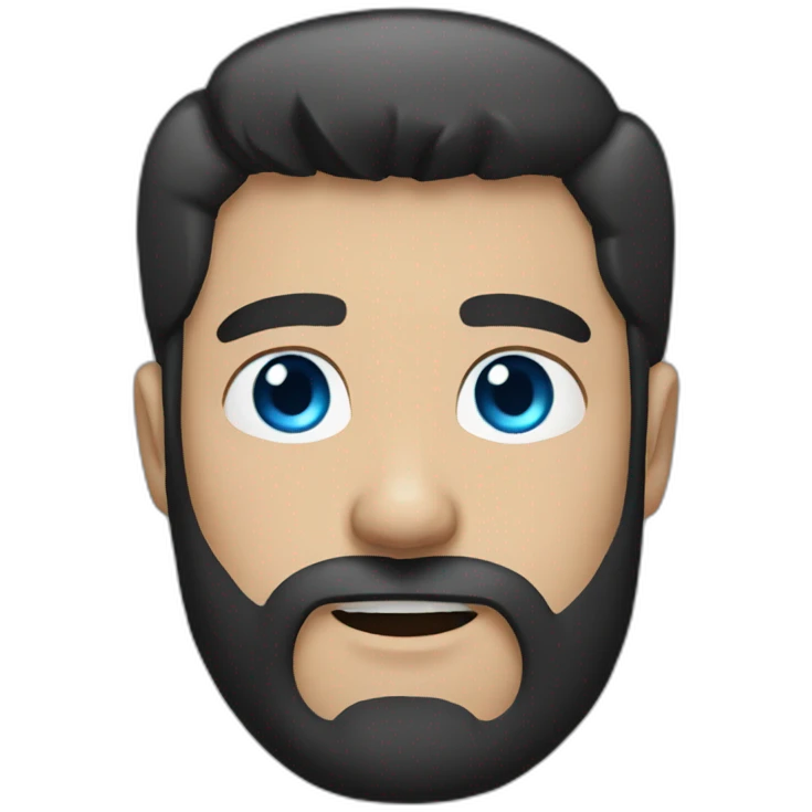 beard man black hair blue eyes face emoji