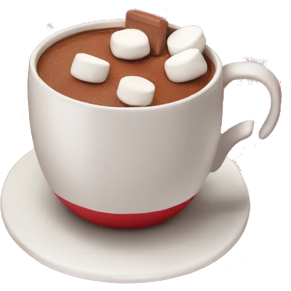 christmas red colour cup with chocolate and marshmallows emoji