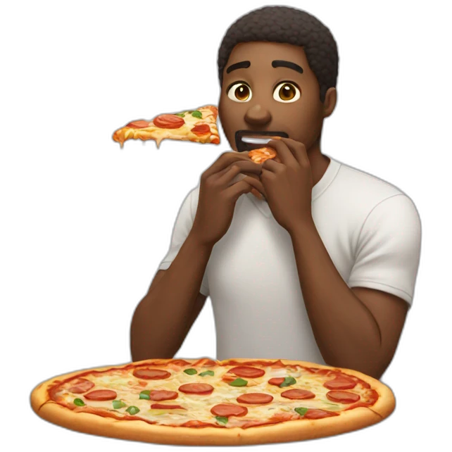 Black man eating pizza emoji