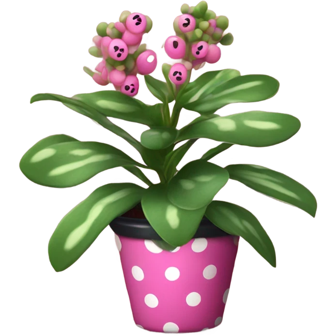 Pink polka dot plant in pot emoji